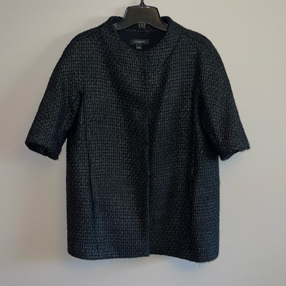 🔥🔥ANN TAYLOR | Oversized Chanel-Like Black Tweed Layering Jacket - sz 4/6 - Picture 1 of 11